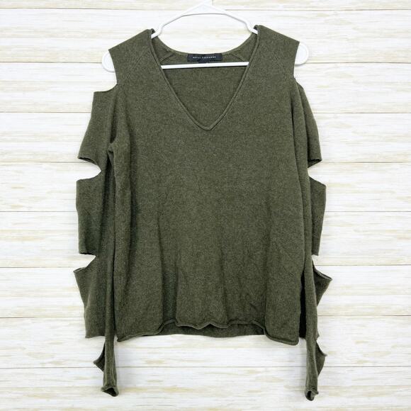 Skull Cashmere Tyrone Slash Sleeve Sweater Green - Picture 1 of 9